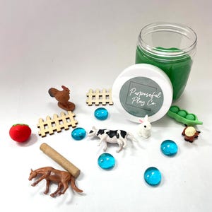 Farm Playdough Jar, party favor, class gift, sensory kit