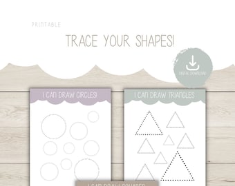 Shapes Tracing Printable, Toddler Learning Activity (Digital Download)