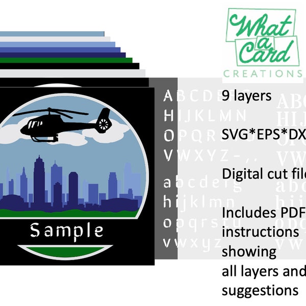 Helicopter over City, Flight Nurse/Paramedic/Pilot/Traffic/Weather 3D SVG digital file