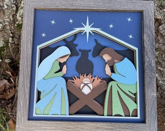 9"x 9" 3D Nativity shadow box/picture