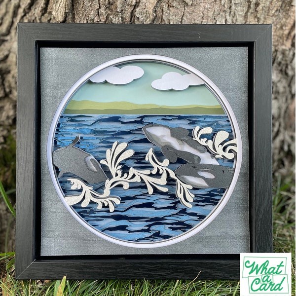 Whales Breaching in the Bay 3D SVG digital file Whales Breaching in the Bay 3D SVG digital file