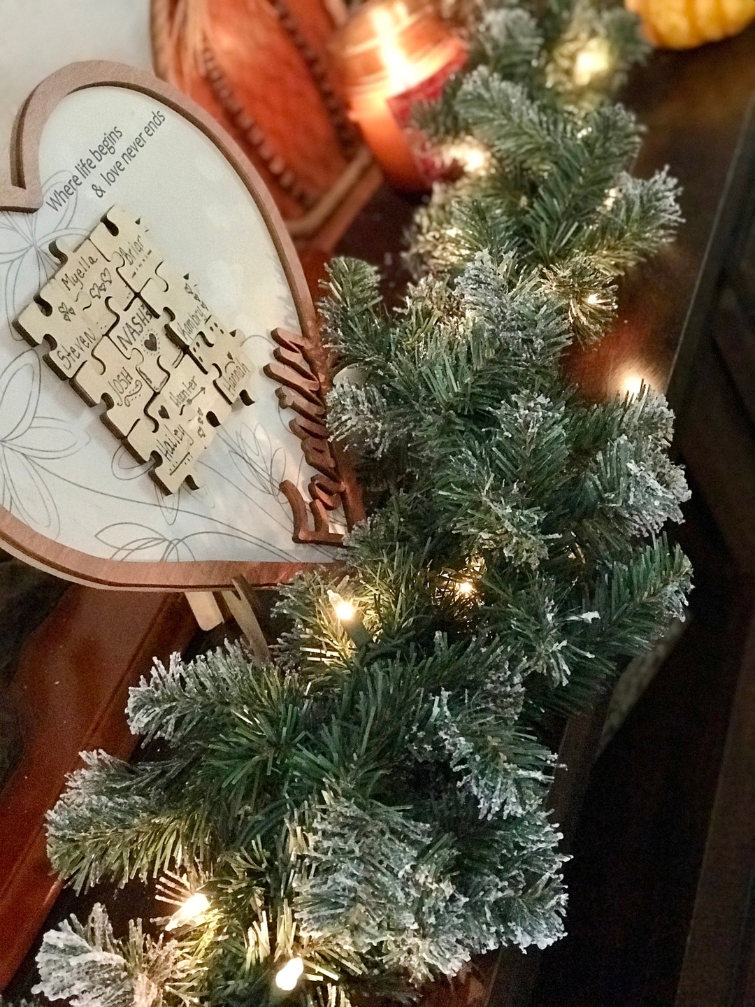 9ft Prelit Snowy Warm Christmas Garland Lighted Decorations Etsy