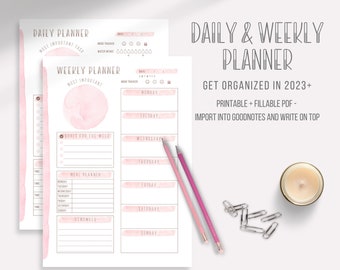 Daily and Weekly Planner 2024 Printable wellness planner for mental health organize your schedule weekly routine