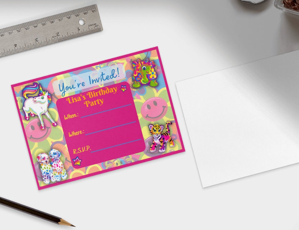 Lisa Frank Inspired Custom Birthday Party Invitations You're Invited ...