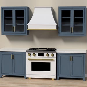 Meubles hauts de cuisine à l'échelle 1:6 – Couleurs personnalisées – Portes vitrées ou pleines