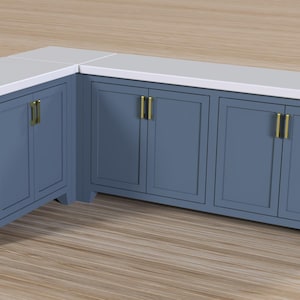This center piece in this image depicts the 3" closed corner in muted blue.