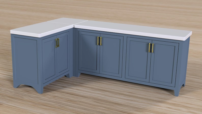This center piece in this image depicts the 3" closed corner in muted blue.