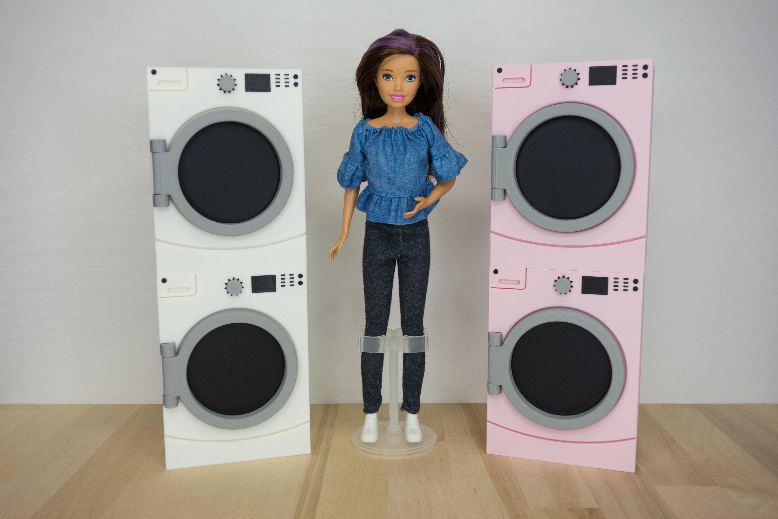 1:6 Scale Barbie Stackable Laundry Pair Washer and Dryer