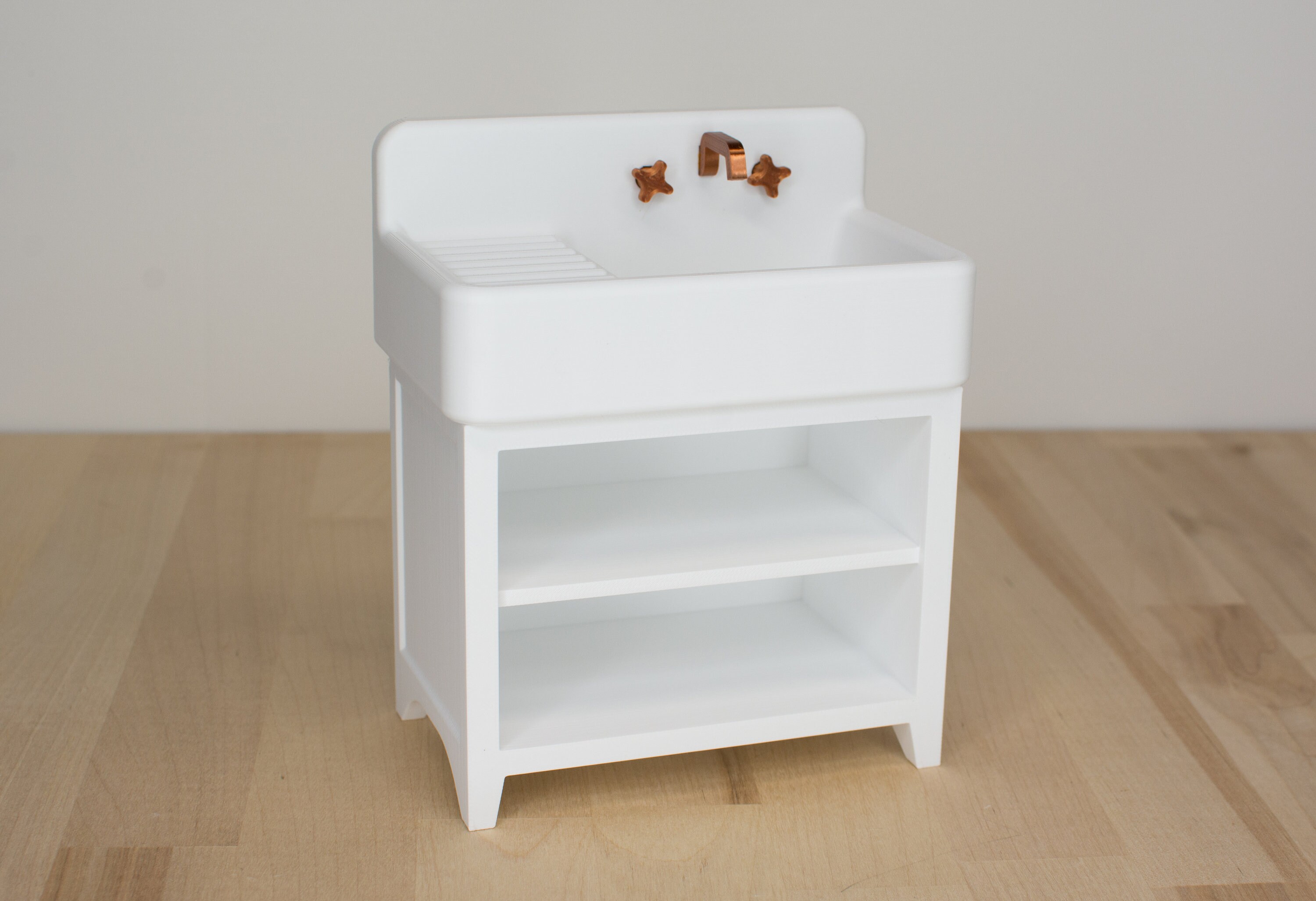 Casa delle bambole in miniatura in scala 1:12 Vasca da bagno Lavabo Noce Intagliato a mano Set da bagno - Italia