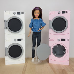 1:6 Scale Barbie Stackable Laundry Pair Washer and Dryer Dollhouse