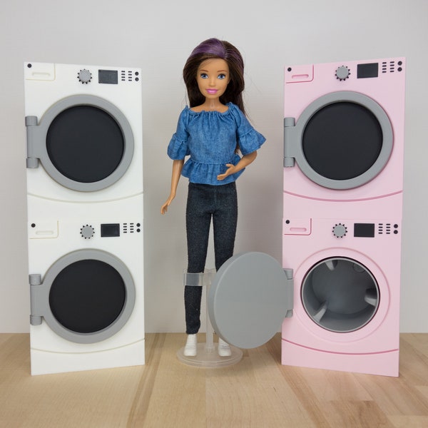 1:6 Scale Barbie Stackable and Side by Side Laundry Pair Washer and Dryer Dollhouse 1/6
