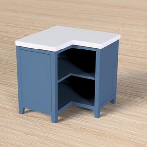 Armário de bancada em escala 1:6 com prateleira para casa de bonecas de cozinha 5" Corner