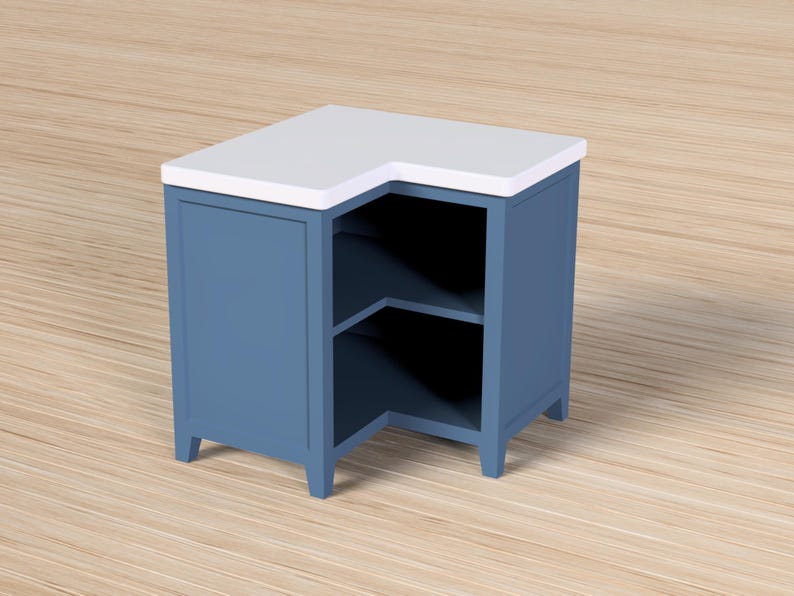 Armário de bancada em escala 1:6 com prateleira para casa de bonecas de cozinha 5" Corner