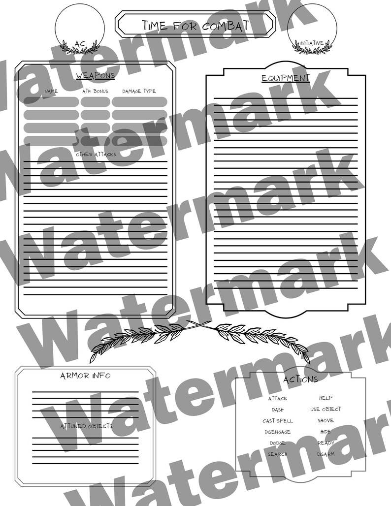 Simplified Dnd Character Sheet Etsy