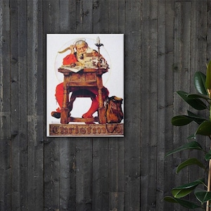 Santa at His Desk -- Norman Rockwell on canvas
