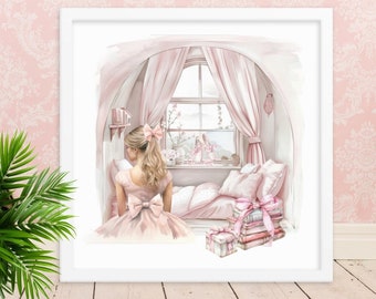 Ballerina Girl in Pink Coquettish Boudoir Framed Art Print, Girls Room Decor, Shabby Chic Decor, Tween Girl Wall Art, Pink Ballet Dancer