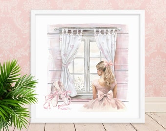 Ballerina Wall Art, Ballerina Teen Girl Room Decor, Tween Girl Room Wall Art, Balletcore Style Room Decor, Nursery Wall Decor, Princess Art