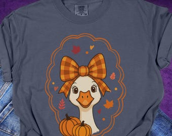 Camisa Fall Goose Comfort Colors, Camisa Fall Goose, Camiseta Coquette Fall para mujer, Suéter Silly Goose, Camiseta Fall Vibes, Camisa Fall Animal