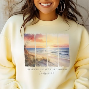 Coastal Christian Bible Verse Brushstroke Shirt, Religious Comfort Colors Shirt, Christian Gift, Womens Faith Based Christian Sweatshirt