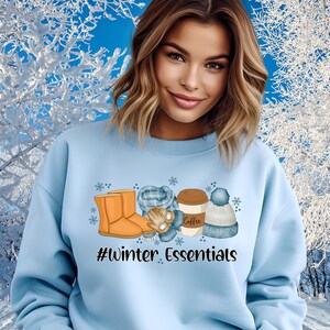 Moletom Winter Essentials, Camisa de Inverno, Camisa de Natal, Roupas de Inverno, Moletom Aconchegante para Temporada, Noções Básicas de Inverno, Camisa Hashtag, Vibrações de Inverno