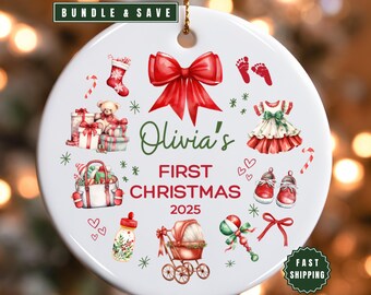 Baby's First Christmas Ornament Personalized, Baby Ornament First Christmas Custom 1st Christmas Ornament, Baby Keepsake, Baby Girl Ornament
