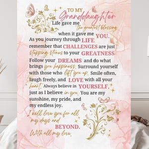 Personalized Gift for Granddaughter, Christmas Gift For Granddaughter, Customized Name Blanket, Granddaughter Birthday Gift, Grandchild Gift