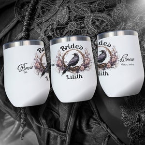 Personalized Gothic Bridesmaid Wine Tumbler, Halloween Wedding Tumbler For Bridesmaids, Bachelorette Tumbler, Bridesmaid Gifts Personalized