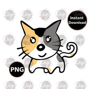Calico Cat PNG, Cute Cat, Sticker PNG, Birthday Gift , Wallpaper Art