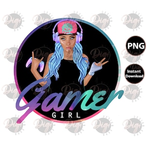Gamer Girl PNG, Gaming Design, T-Shirt Design, Videospiel Player Png, Sublimation Printable