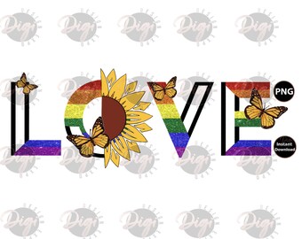 Love PNG, Love Sublimation Designs Downloads, Love Sunflower Design, Love Graphic Design, PNG files for sublimation,