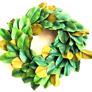 Minimalist Front Door Greenery - Handmade Faux Magnolia Leaf Wreath