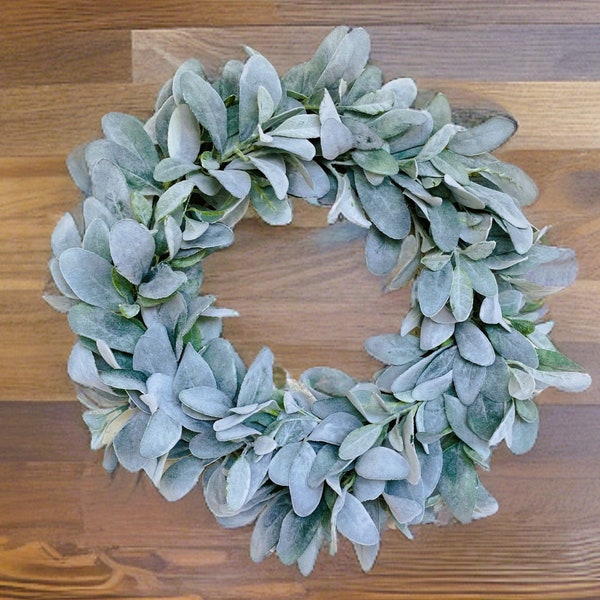 Handcrafted Lambs Ear Wreath that is Elegant and Versatile Year-Round - Simple and Timeless Home Decor - Minimalist Decor Gift