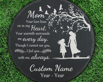Mom Memorial Stone for Daughter Loss of Mother Sympathy Garden Stones Laser Engraved