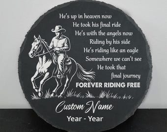 Memorial Stone Cowboy Garden Stepping Stone Sympathy Gifts Loving Memory Slate Plaque Laser Engraved
