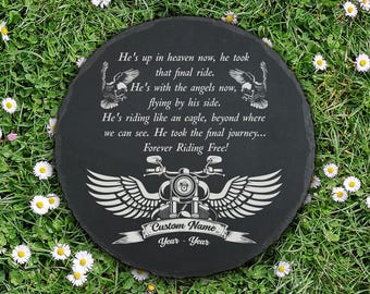 Riding Memorial Stone Biker Sympathy Motorcycle Garden Stepping Stones Laser Engraved