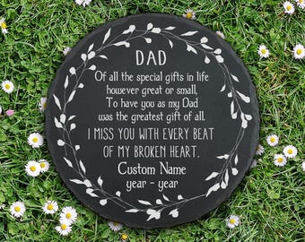 Dad Stone Memorial Gifts for Loss of Father Sympathy Garden Stepping Stones Laser Engraved