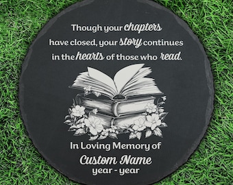 Book Lover Memorial Stone Sympathy Gift for Loss of Librarian, Bookish, Bookworm, Readers, Author