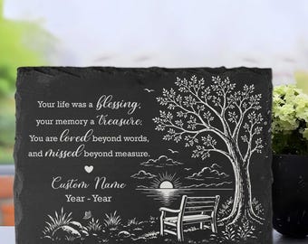 Custom Memorial Garden Stone Sympathy Gifts Loss of Loved One Grave Decor Laser Engraved