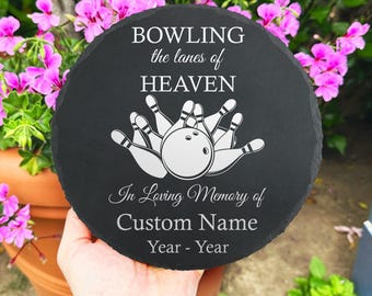 Bowling Memorial Stone Bowling in Heaven Slate Garden Stones Laser Engraved