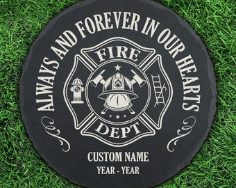 Firefighter Memorial Stone Personalized Garden Stepping Stones for Loss of Fireman
