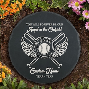 Baseball Memorial Stone Sympathy Garden Stones Slate Memory Plaque Laser Engraved