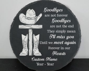 Cowboy Memorial Garden Stepping Stone Sympathy Gifts Loving Memory Slate Plaque Laser Engraved
