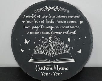 Book Lover Memorial Stone Sympathy Gift Loss of Librarian, Bookish, Bookworm, Reader, Writer, Author