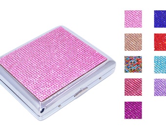 Zebra Wave Bling Swarovski Crystal Cigarette Case - Pink