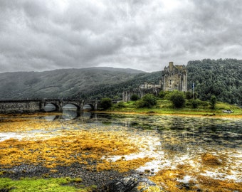 Eilean Donan 13th Century Castle in the Highlands Scotland Scenic Landscape Photograph Print Canvas