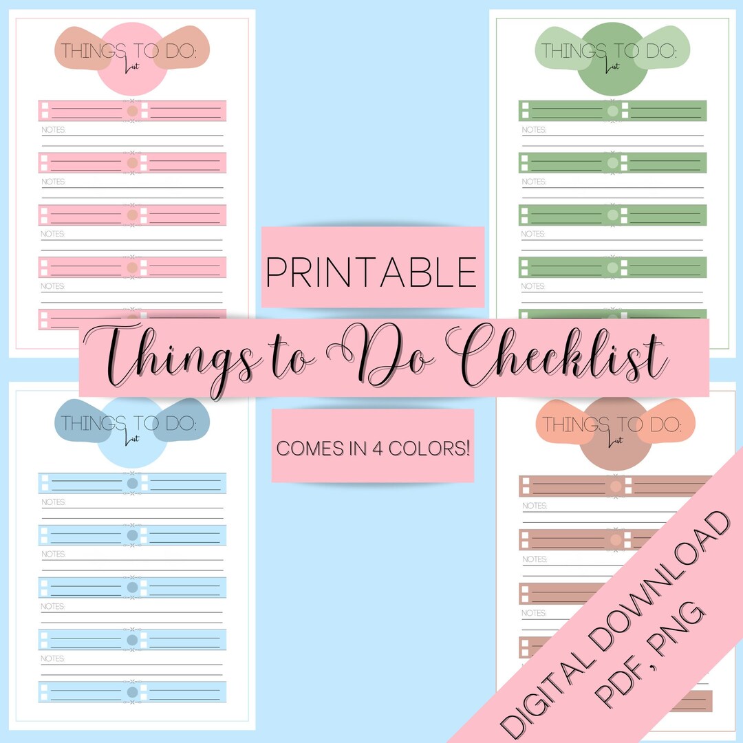 Printable Things to Do Checklist Digital Download 4 - Etsy Australia