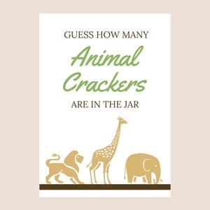 Baby Shower Guess How Many Game Template, Jungle Theme, Safari Theme, Co-ed, Baby Bash