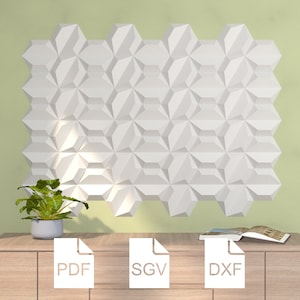 Piastrella di carta esagonale 3D / Modello 3 / Modello PDF digitale / Disegni SVG DXF per Silhouette / Download istantaneo / Creazioni con la carta / Decorazioni per la casa