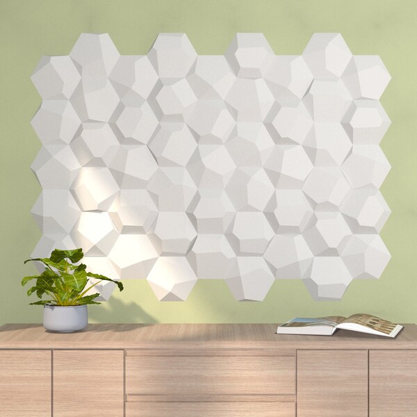 3d Hexagonal Paper Tile | Model Pebbles | Digital PDF Template | Instant Download | Paper Craft | Wall Art | Home Decor