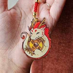 2" Lucky Dragon Charm, Year of The Dragon 2024, Chinese Zodiac, Double-sided acrylic, Lunar New Year, CNY, Chinese New Year